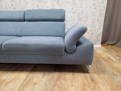 MONTEL Blauwe Hoekbank met Verstelbare Hoofdsteunen