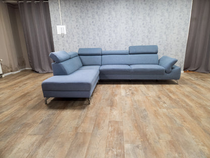 MONTEL Blauwe Hoekbank met Verstelbare Hoofdsteunen