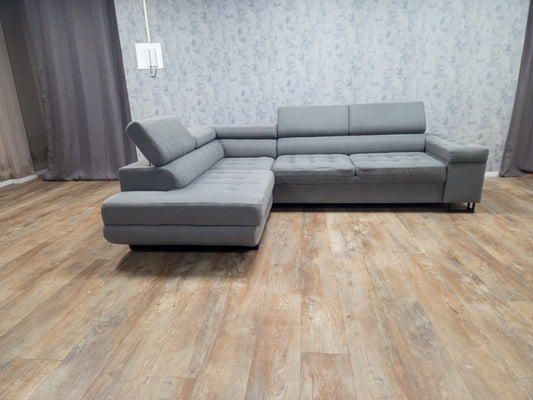 Moderne Grijs Hoekbank met Hoofdsteunen Verstelbaar