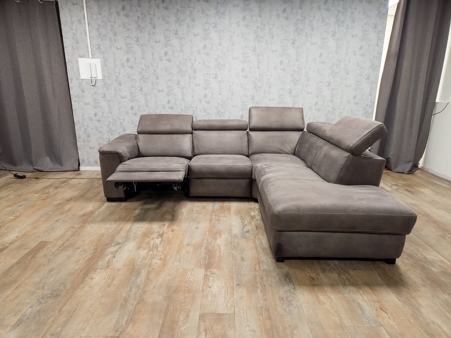 Moderne Bruin Hoekbank met Elektrische Relaxfunctie