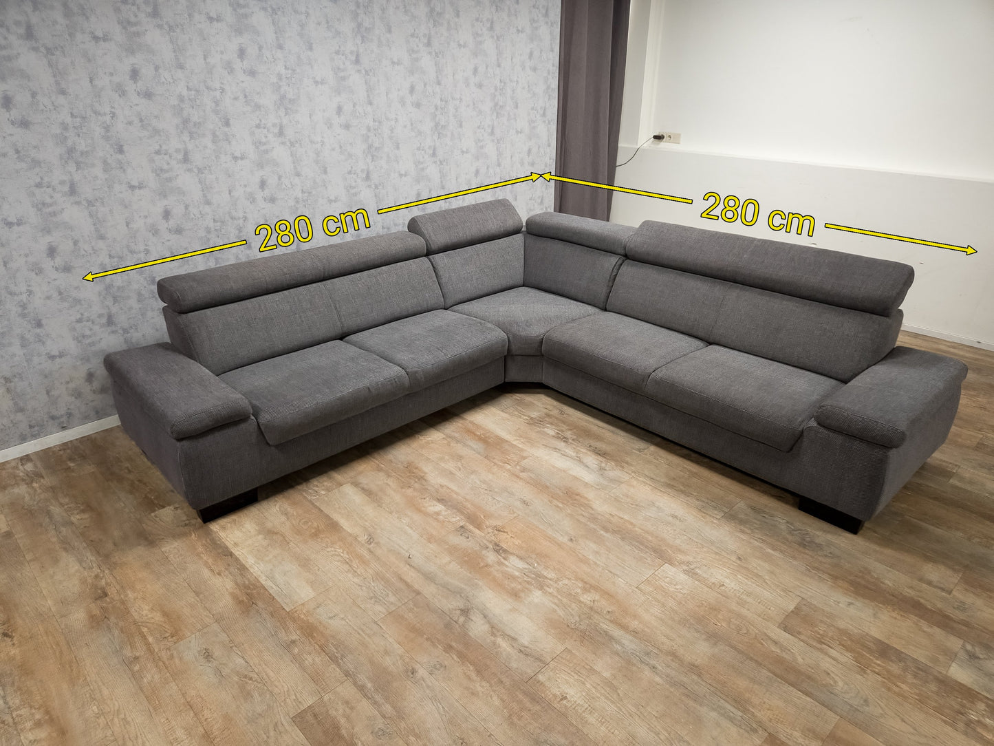 Antraciet Hoekbank (2e Hands) – Luxe Comfort , Hoofdsteunen