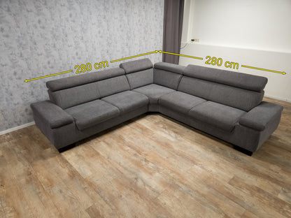 Antraciet Hoekbank (2e Hands) – Luxe Comfort , Hoofdsteunen