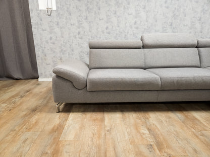 MONTEL Grijze Hoekbank met Verstelbare Hoofdsteunen