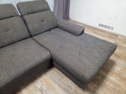 Bruin Antraciet U-Bankstel – Extra Comfort met Verstelbare Rug en Hoofdsteunen
