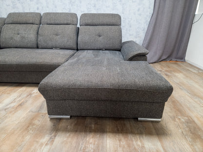 Bruin Antraciet U-Bankstel – Extra Comfort met Verstelbare Rug en Hoofdsteunen