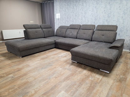 Bruin Antraciet U-Bankstel – Extra Comfort met Verstelbare Rug en Hoofdsteunen