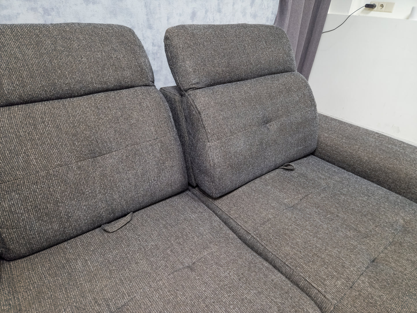 Bruin Antraciet U-Bankstel – Extra Comfort met Verstelbare Rug en Hoofdsteunen