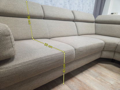 Luxe XXL Grote Beige MONTEL U-Bankstel – Design & Verstelbare Hoofdsteunen