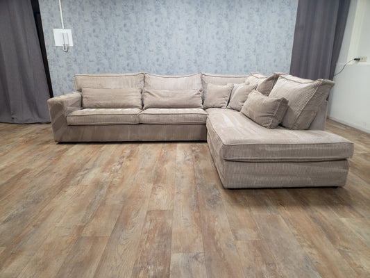 ZGAN Beige RIBSTOF Hoekbank