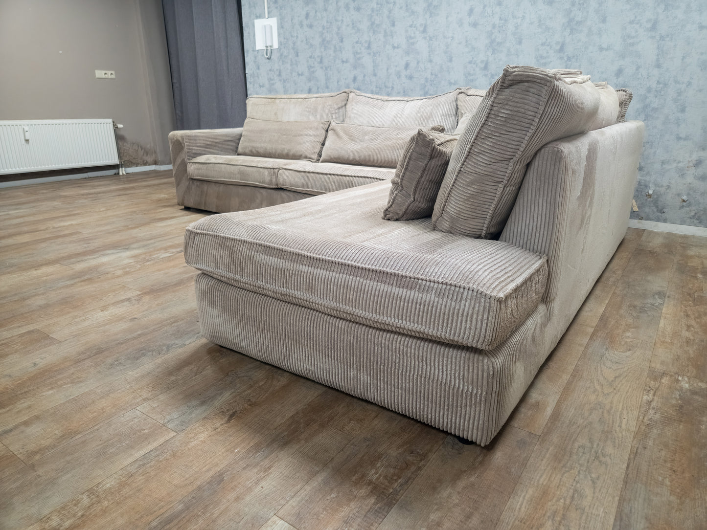 ZGAN Beige RIBSTOF Hoekbank