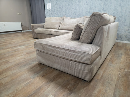 ZGAN Beige RIBSTOF Hoekbank