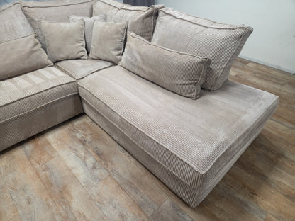 ZGAN Beige RIBSTOF Hoekbank