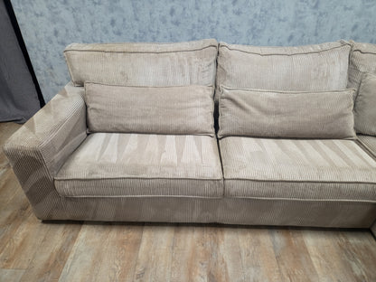 ZGAN Beige RIBSTOF Hoekbank