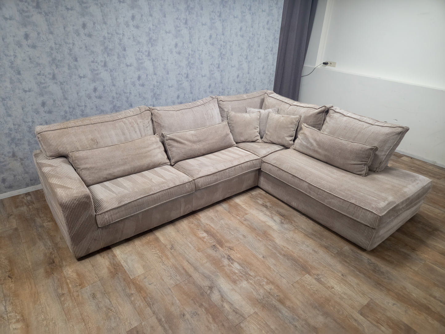 ZGAN Beige RIBSTOF Hoekbank