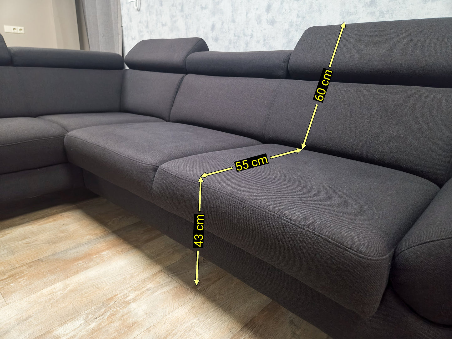 Z.G.A.N Antraciet Montel Modena Hoekbank