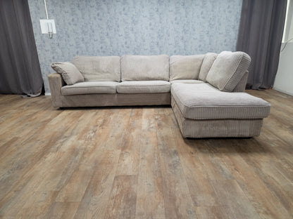 Zeer Mooi Beige Ribstof Hoekbank