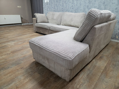 Zeer Mooi Beige Ribstof Hoekbank