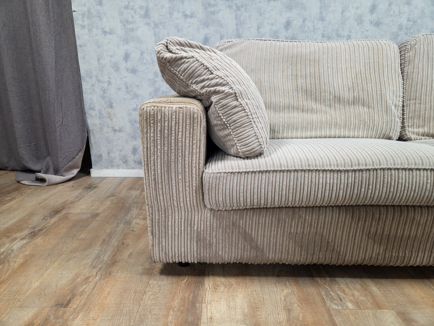 Zeer Mooi Beige Ribstof Hoekbank