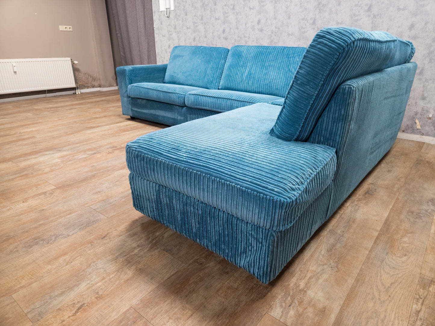 Prachtig Blauwe Ribstof Hoekbank