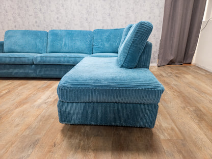 Prachtig Blauwe Ribstof Hoekbank