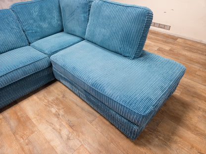 Prachtig Blauwe Ribstof Hoekbank