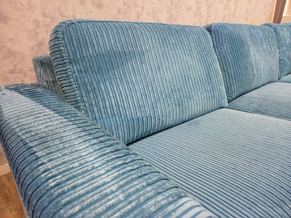 Prachtig Blauwe Ribstof Hoekbank