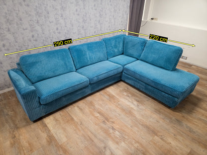 Prachtig Blauwe Ribstof Hoekbank