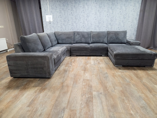 Zeer Mooi Antraciet Ribstof U Bankstel