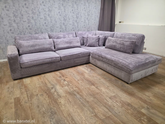 ZEER Mooi GRIJS RIBSTOF Hoekbank