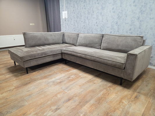 ZEER Mooi Vergrijsd Groene RIBSTOF Hoekbank