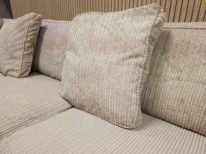 PRACHTIGE BEIGE RIBSTOF Hoekbank - NIEUWSTAAT !!!