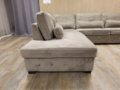 PRACHTIGE LUXE TAUPE SUEDE Hoekbank - NIEUWESTAAT !!!!