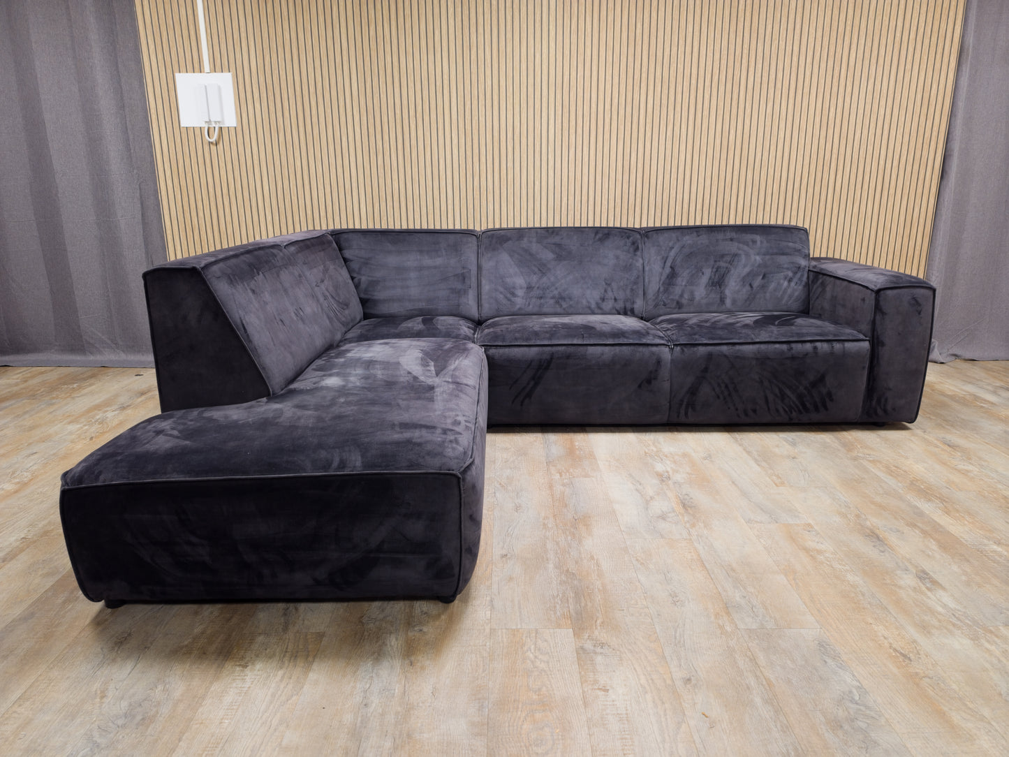 Mooi Antraciet Velvet Antraciet Hoekbank