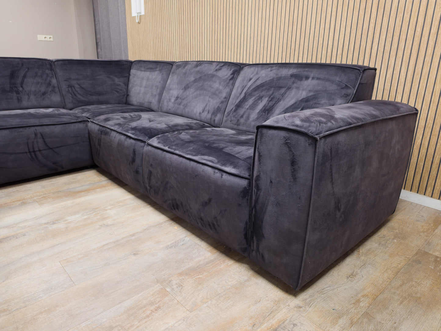 Mooi Antraciet Velvet Antraciet Hoekbank