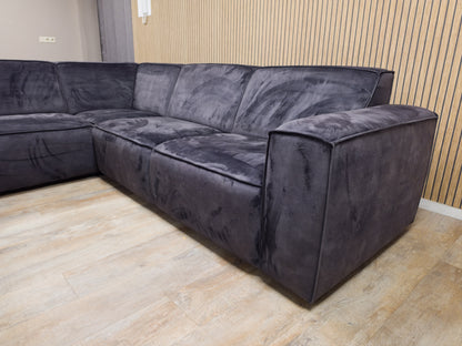 Mooi Antraciet Velvet Antraciet Hoekbank
