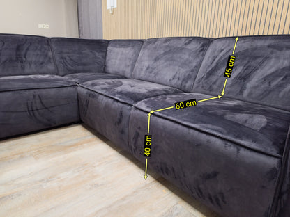 Mooi Antraciet Velvet Antraciet Hoekbank