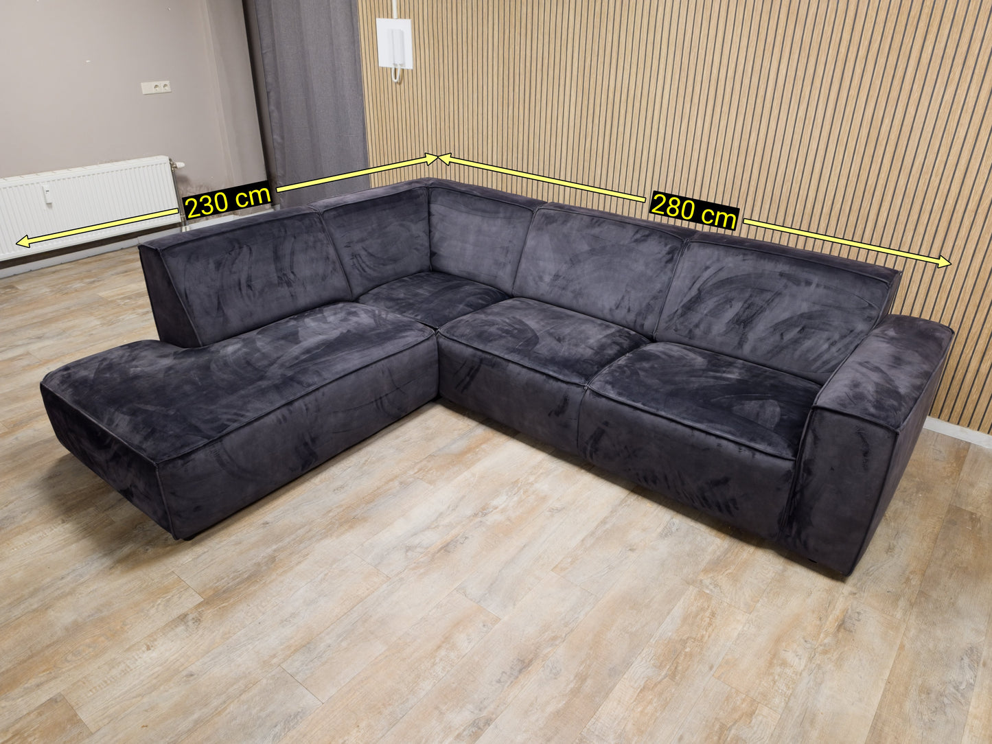 Mooi Antraciet Velvet Antraciet Hoekbank