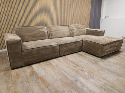 Z.G.A.N Taupe Bruin RIBSTOF Hoekbank