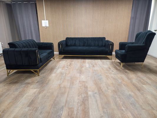 Zeer Mooi LUXE Antraciet 1-2-3 Zitter Banken - GEREINGD !!!