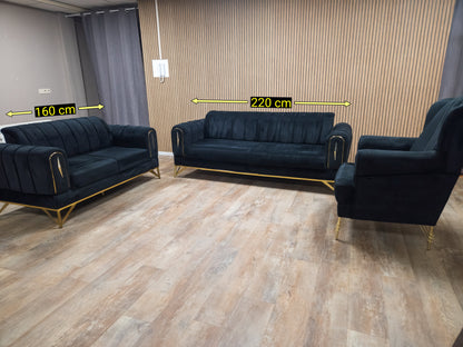 Zeer Mooi LUXE Antraciet 1-2-3 Zitter Banken - GEREINGD !!!