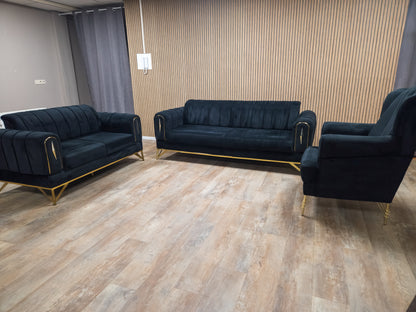 Zeer Mooi LUXE Antraciet 1-2-3 Zitter Banken - GEREINGD !!!