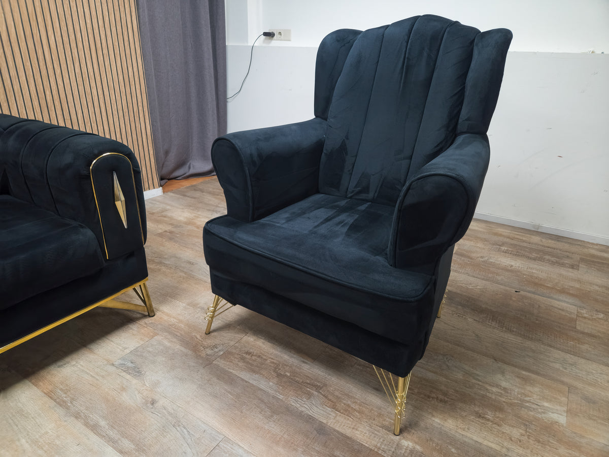 Zeer Mooi LUXE Antraciet 1-2-3 Zitter Banken - GEREINGD !!!