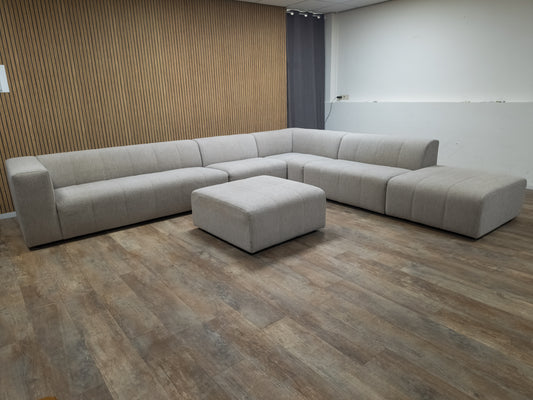 Zeer Groot Witte Teddystof Modulair Hoekbank