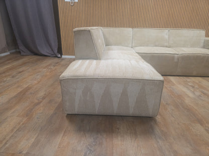 PRACHTIG Beige RIBSTOF Hoekbank
