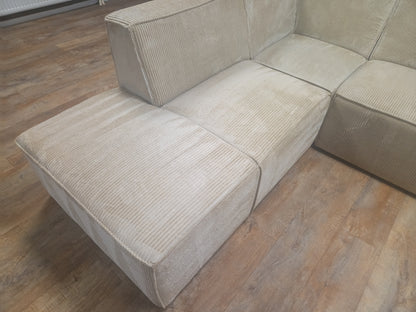 PRACHTIG Beige RIBSTOF Hoekbank