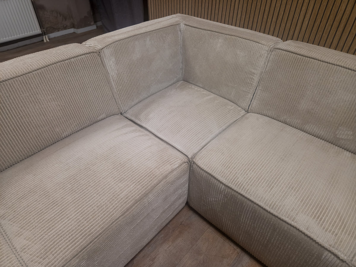 PRACHTIG Beige RIBSTOF Hoekbank