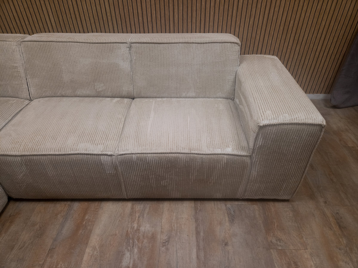 PRACHTIG Beige RIBSTOF Hoekbank