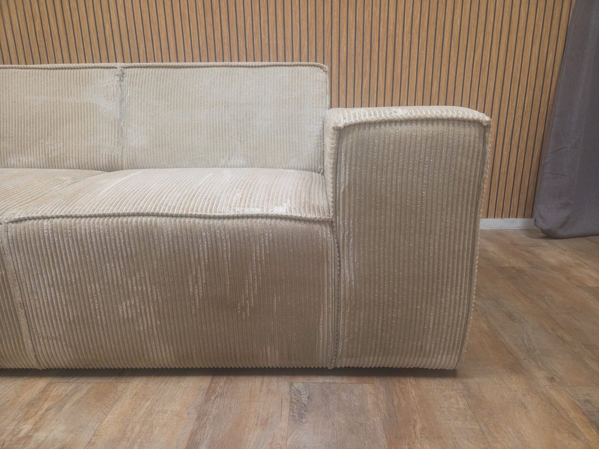 PRACHTIG Beige RIBSTOF Hoekbank