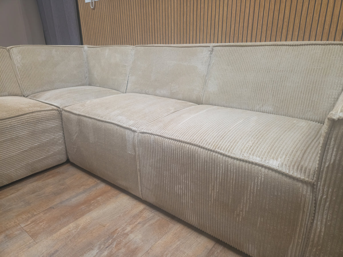 PRACHTIG Beige RIBSTOF Hoekbank