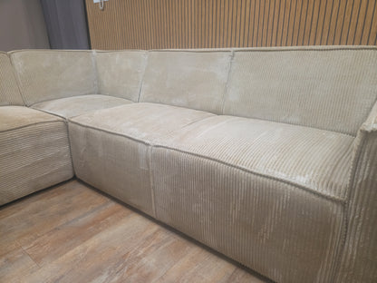 PRACHTIG Beige RIBSTOF Hoekbank